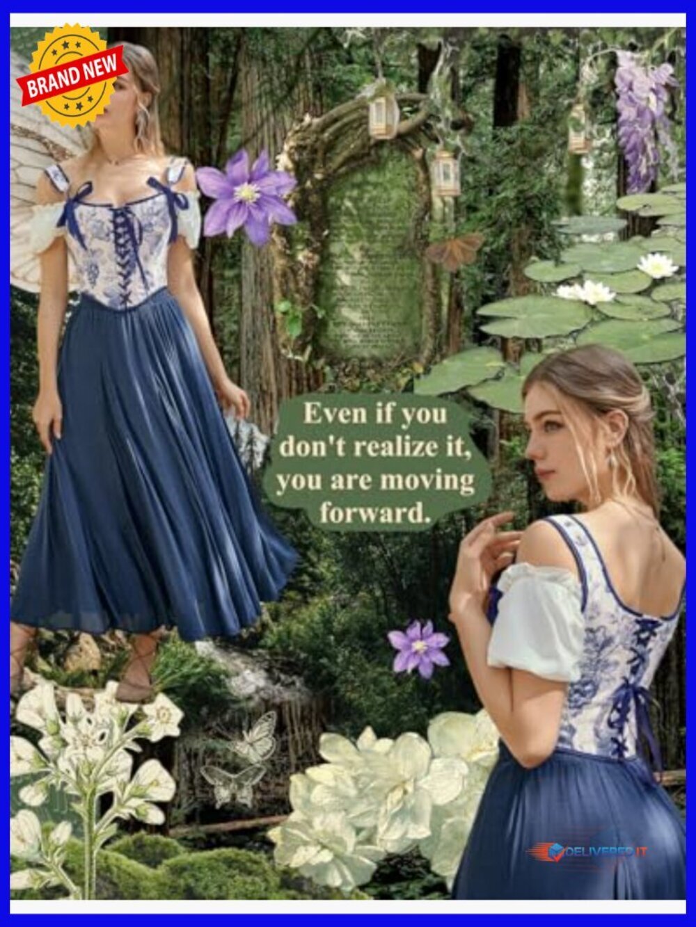 Renaissance Floral Lace-Up Overbust Corset Bodice Top - Picture 4 of 7